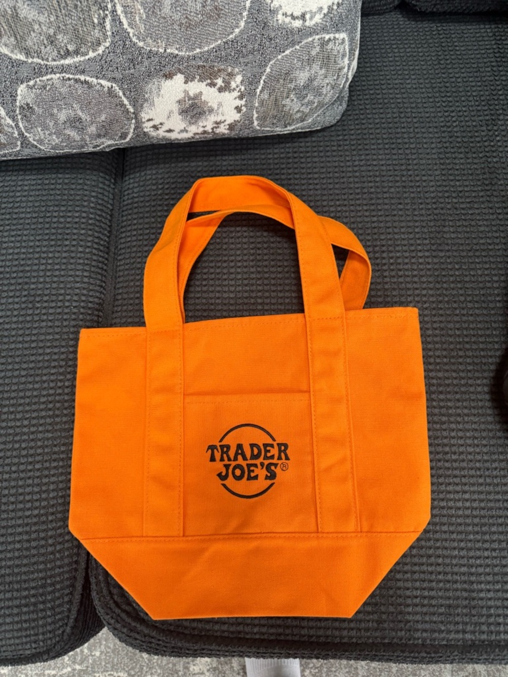 Trader Joe's Bright Orange Canvas Mini Tote